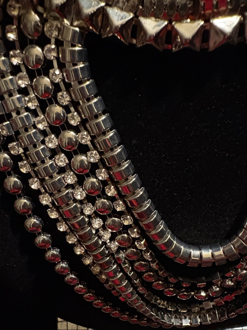 Statement Silver Multi-Strand Bib Necklace - Women Jewelry - Picture 3 of 4